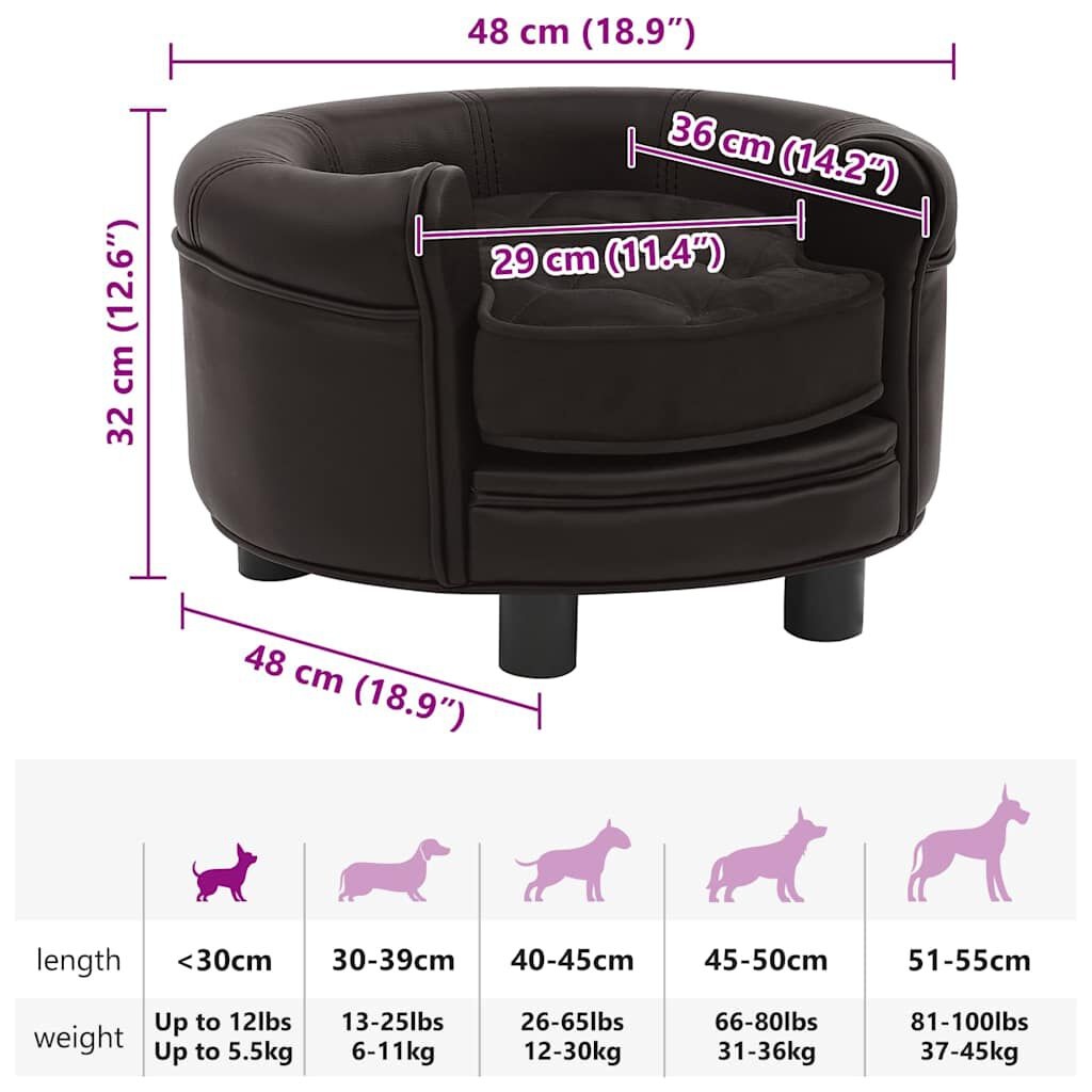 Hondenbank Bruin Pluche/Kunstleer -40%! Ideaal voor kleine honden