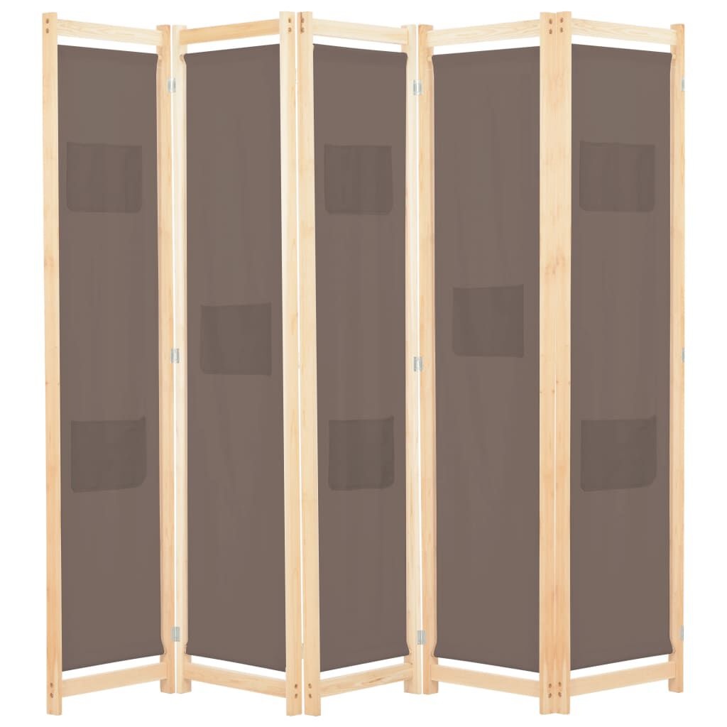 Kamerscherm 5 Panelen Bruin 200x170 - 40% Korting!