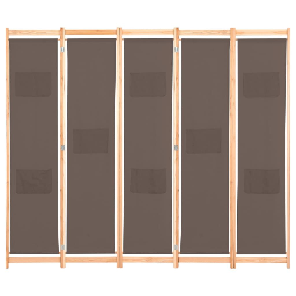 Kamerscherm 5 Panelen Bruin 200x170 - 40% Korting!