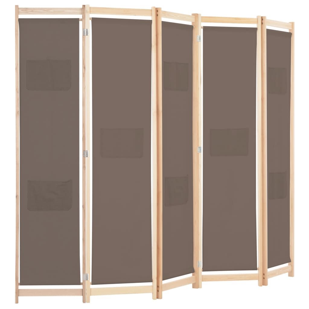 Kamerscherm 5 Panelen Bruin 200x170 - 40% Korting!