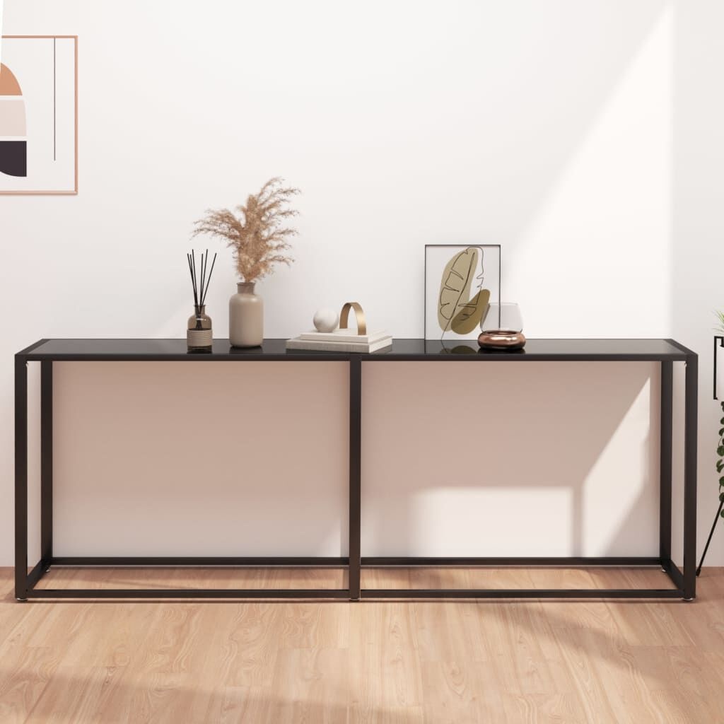 vidaXL Wandtafel Glas Zwart 200cm - Beschadigd, 40% Korting!