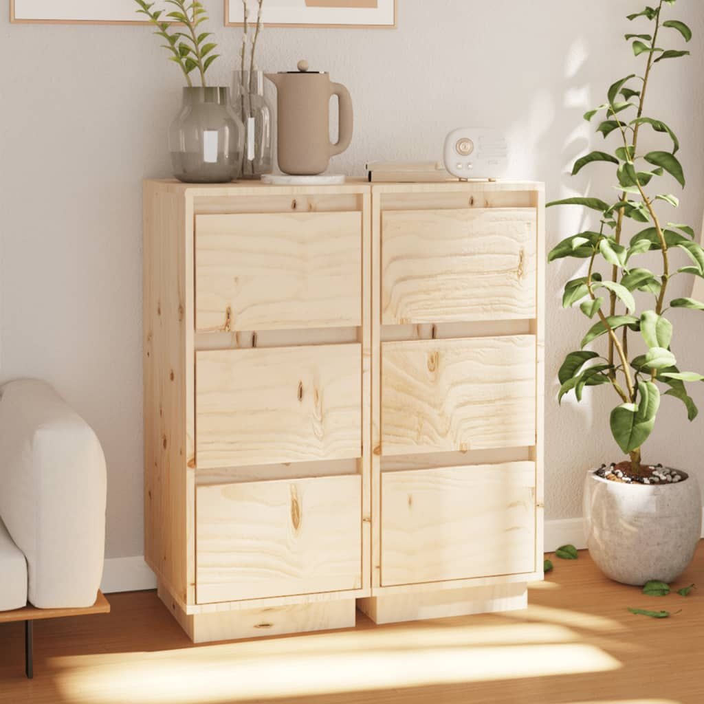 vidaXL Dressoirs (2 st) Grenenhout 32x34x75cm - 35% Korting!
