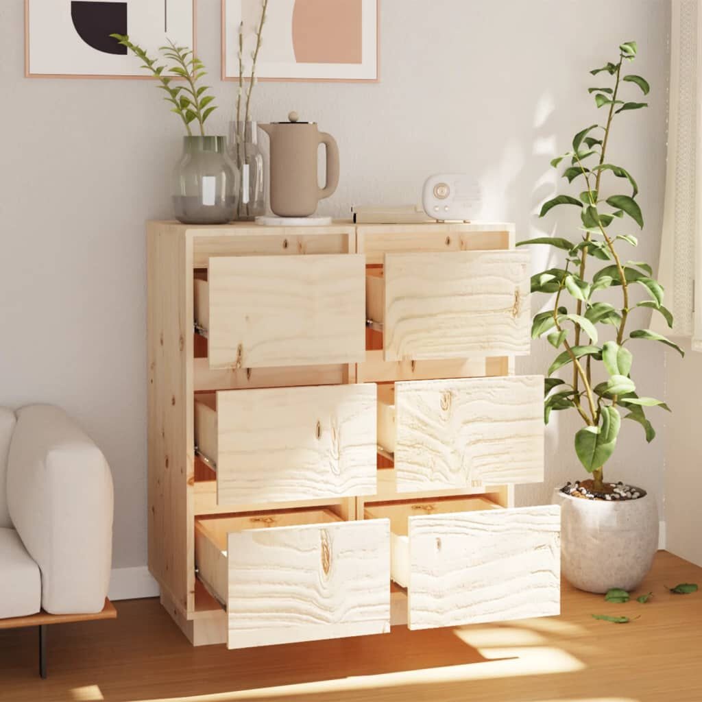 vidaXL Dressoirs (2 st) Grenenhout 32x34x75cm - 35% Korting!