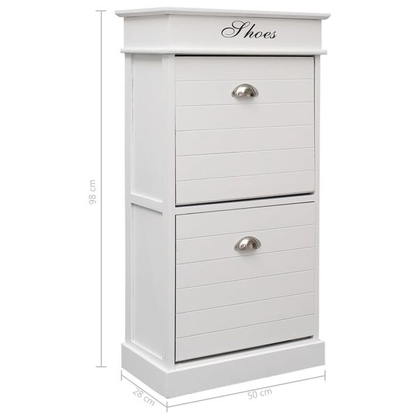 Schoenenkast Paulowniahout Wit 50x28x98cm - 35% Korting!