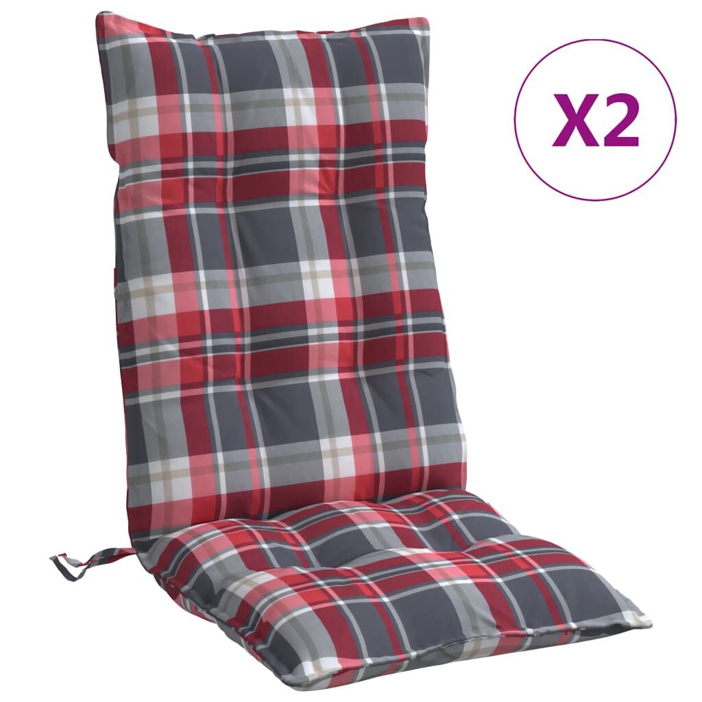 Stoelkussens Hoge Rug Rood Ruit - 2 Stuks - 40% Korting!