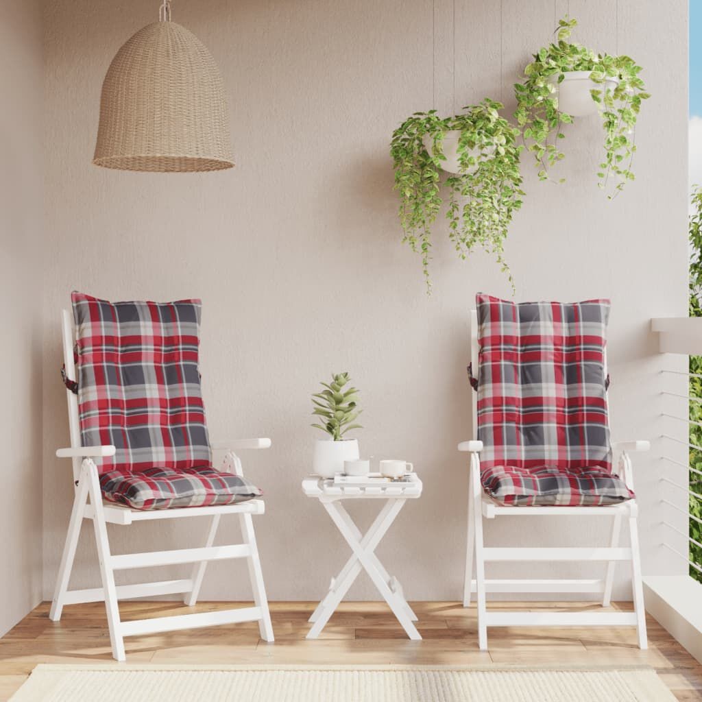 Stoelkussens Hoge Rug Rood Ruit - 2 Stuks - 40% Korting!
