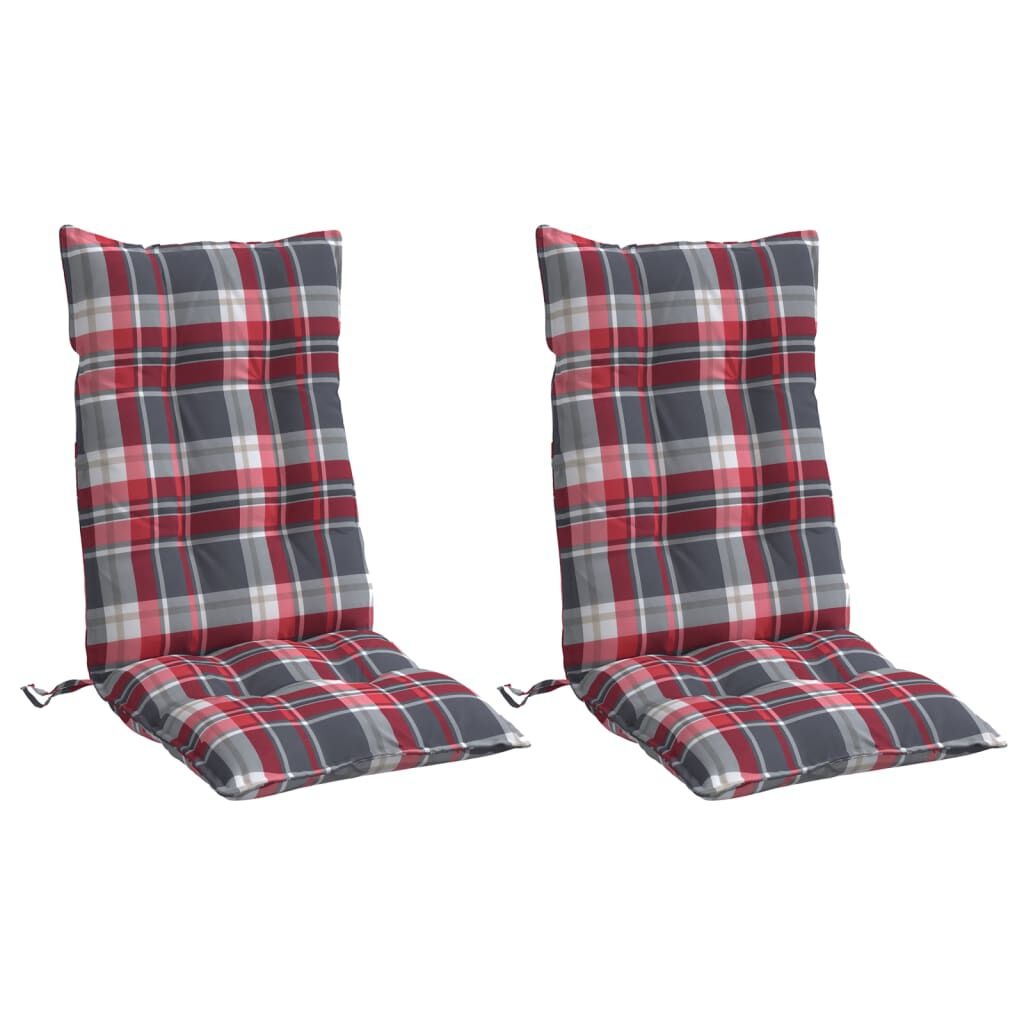 Stoelkussens Hoge Rug Rood Ruit - 2 Stuks - 40% Korting!
