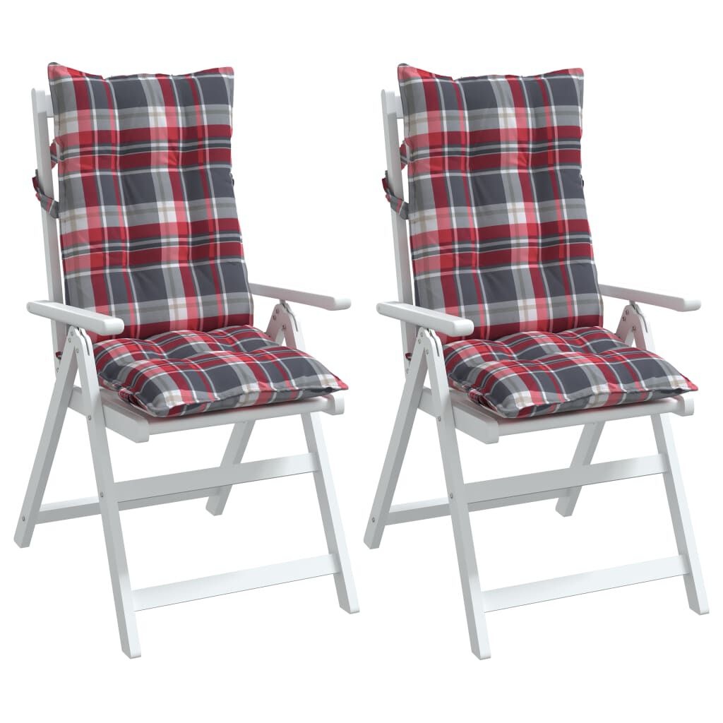 Stoelkussens Hoge Rug Rood Ruit - 2 Stuks - 40% Korting!