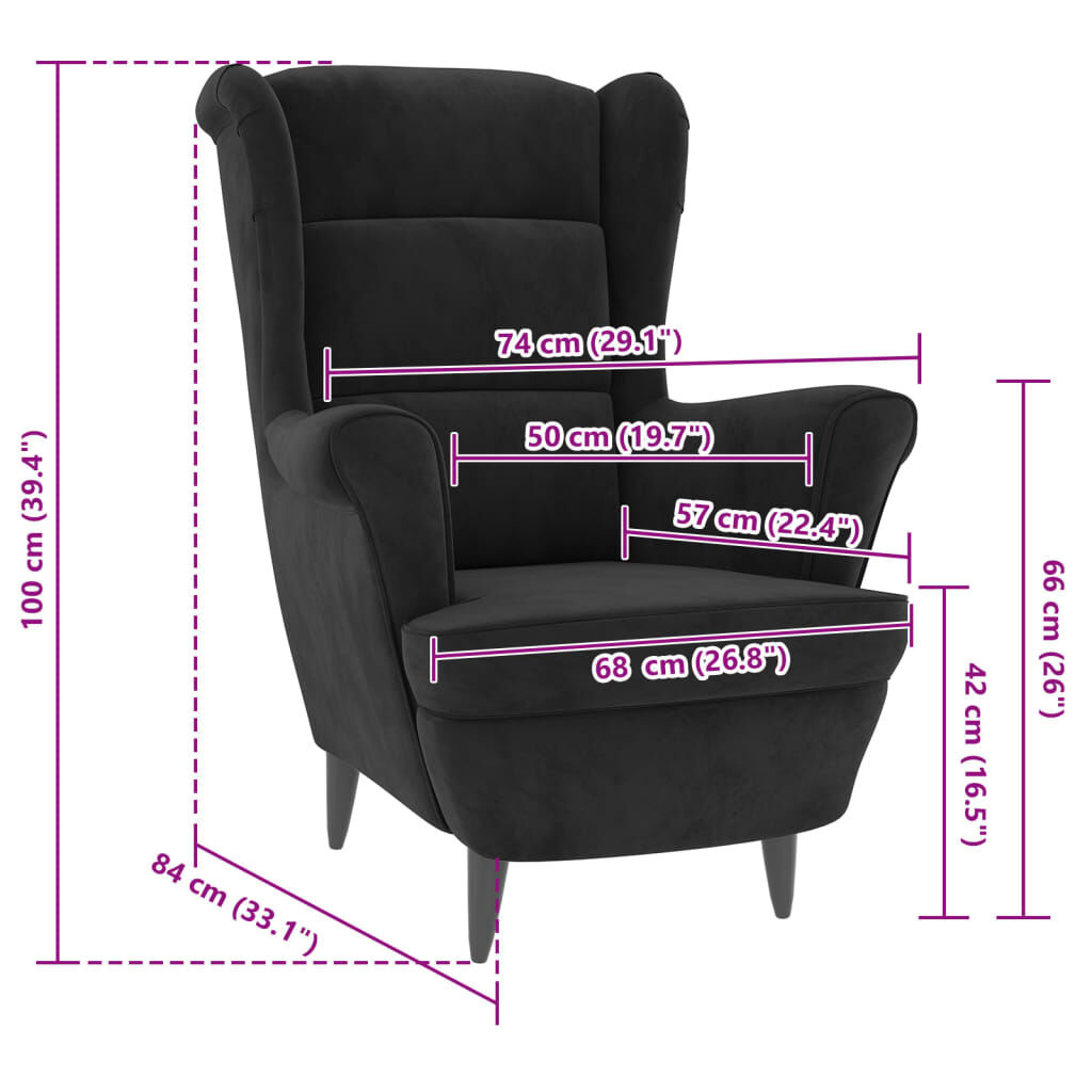 VidaXL Fluweel Fauteuil Zwart - 35% Korting!