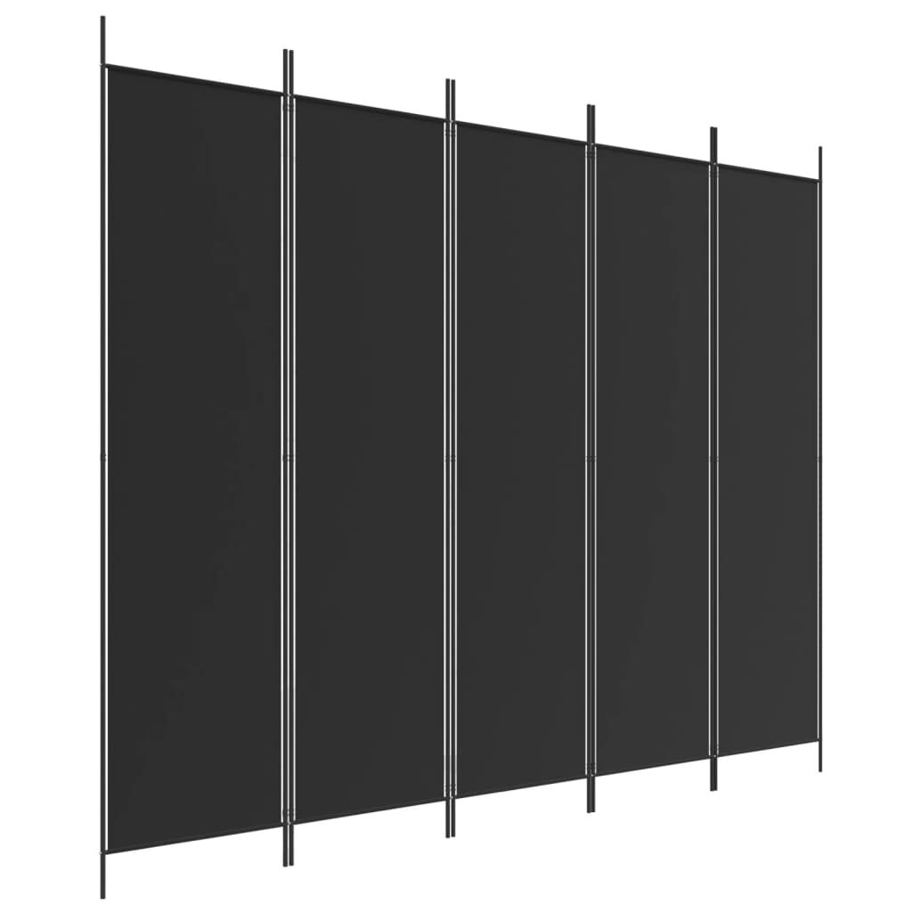 Kamerscherm 5 Panelen Zwart 250x200cm - 60% Korting!