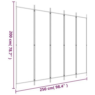 Kamerscherm 5 Panelen Zwart 250x200cm - 60% Korting!