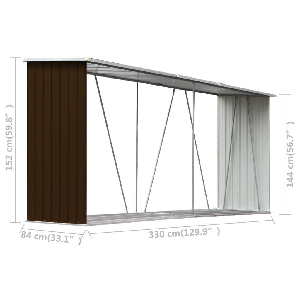 vidaXL Haardhoutschuur Bruin 330cm - 40% Korting!