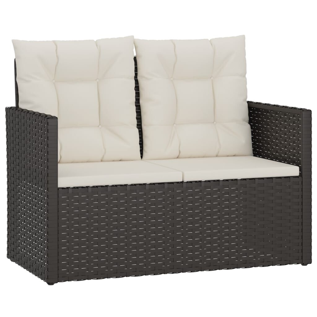 VidaXL Tuinbank Rattan Zwart met Kussens - 35% Korting!
