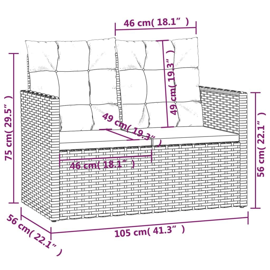 VidaXL Tuinbank Rattan Zwart met Kussens - 35% Korting!