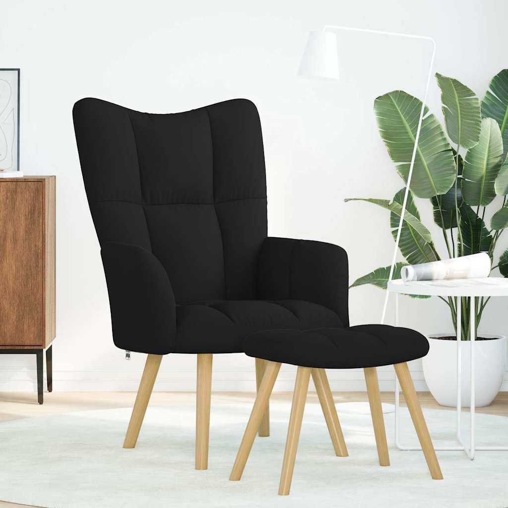 vidaXL Relaxstoel + Voetenbank Zwart -35%