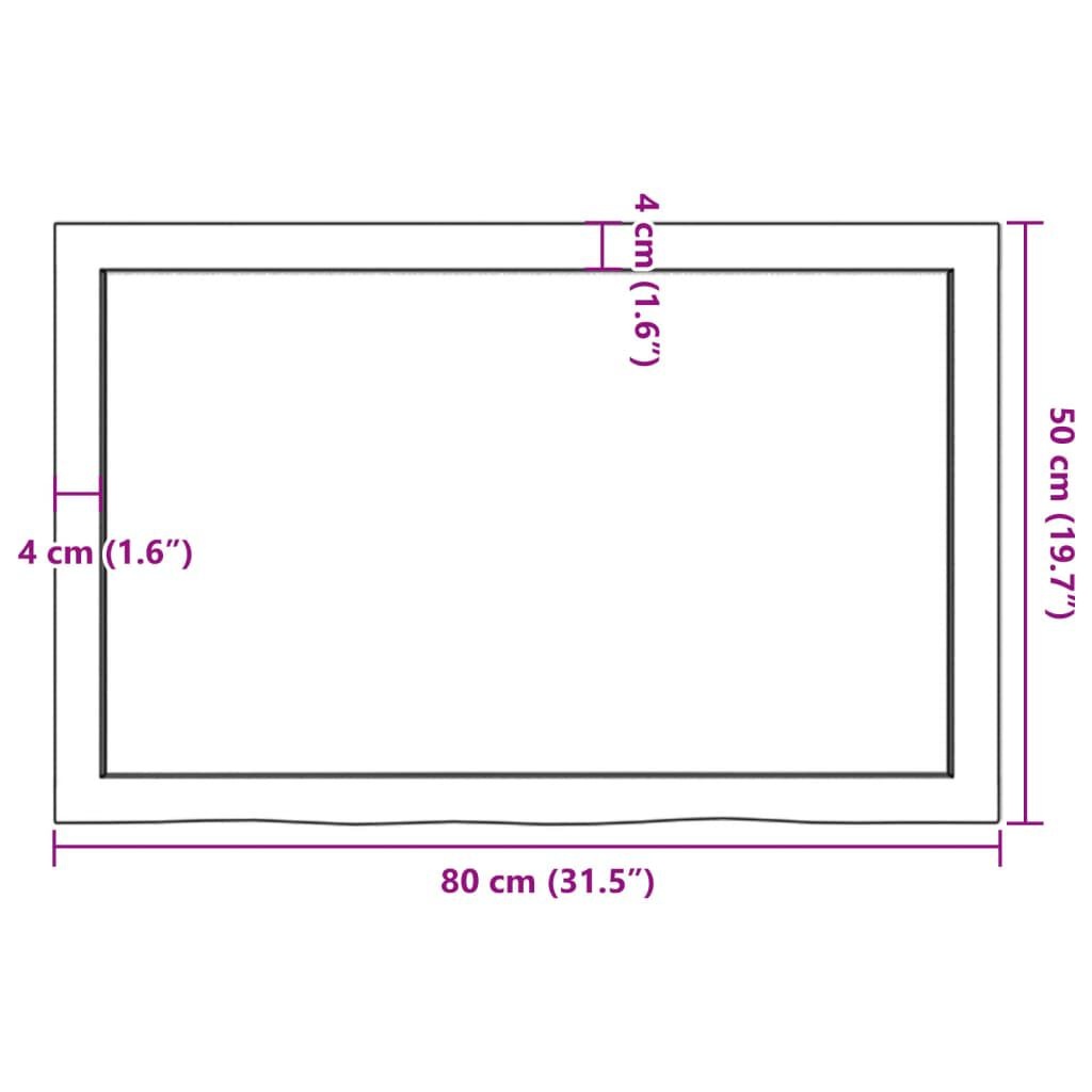 Wastafelblad Eiken 80x50cm - 35% Korting! Massief Hout