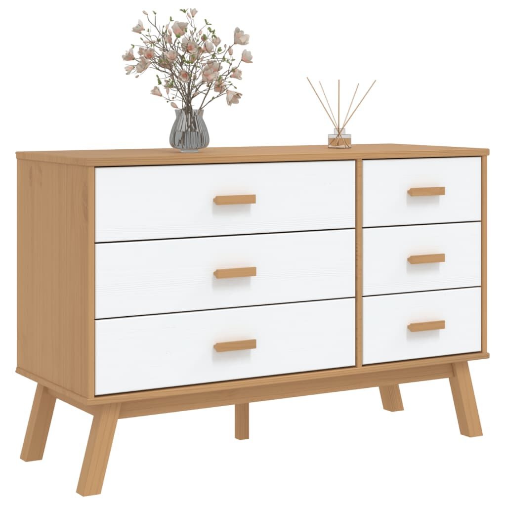 vidaXL Ladekast OLDEN Grenenhout Wit/Bruin - 40% Korting!