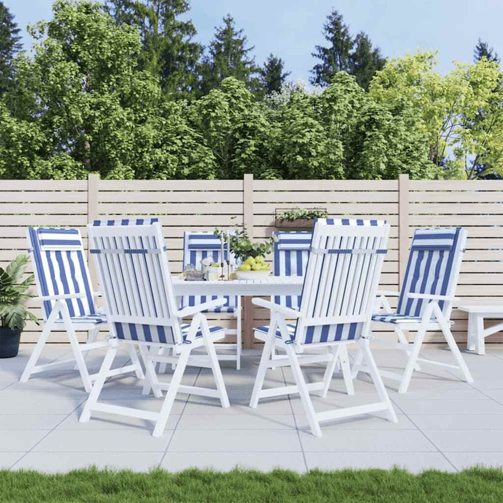 vidaXL Stoelkussens (6x) Hoge Rug Blauw/Wit -50%!