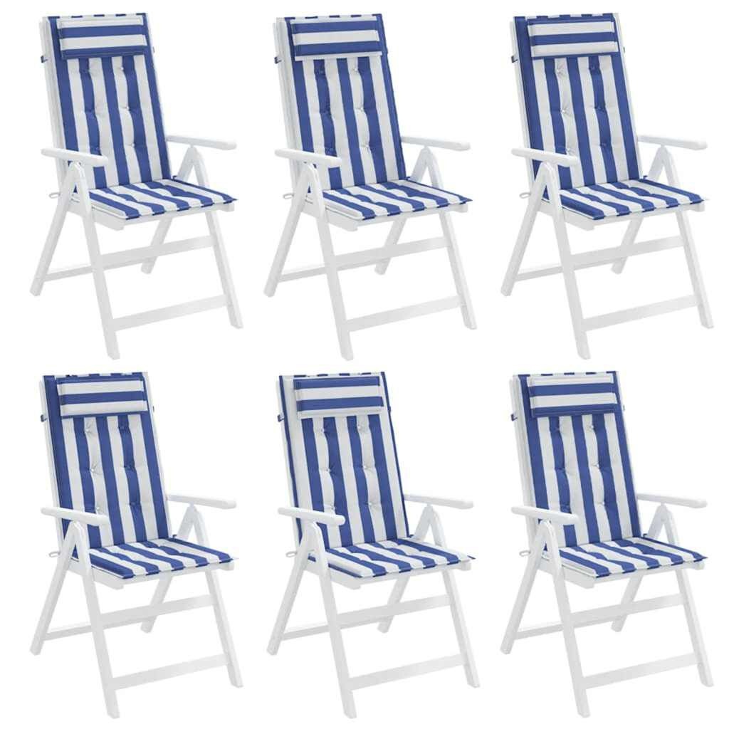 vidaXL Stoelkussens (6x) Hoge Rug Blauw/Wit -50%!