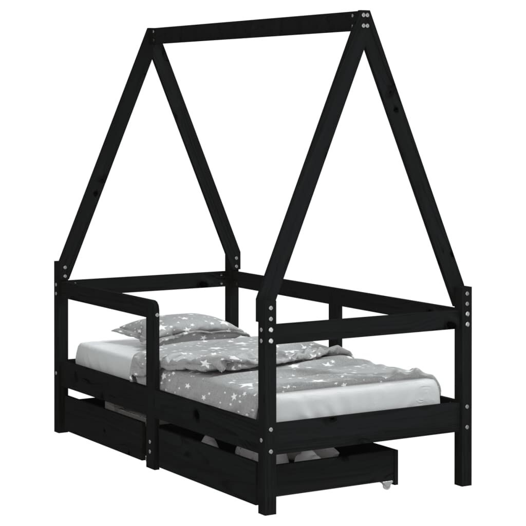 vidaXL Kinderbedframe 70x140 Zwart Grenenhout -35%