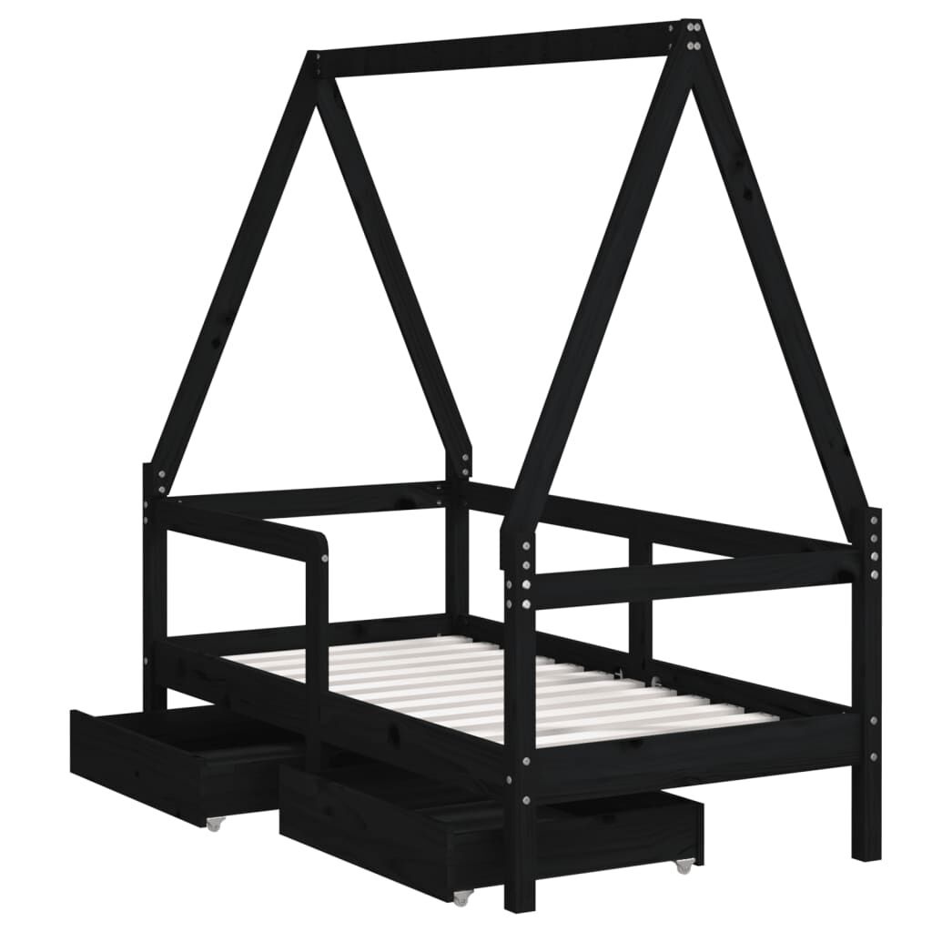 vidaXL Kinderbedframe 70x140 Zwart Grenenhout -35%