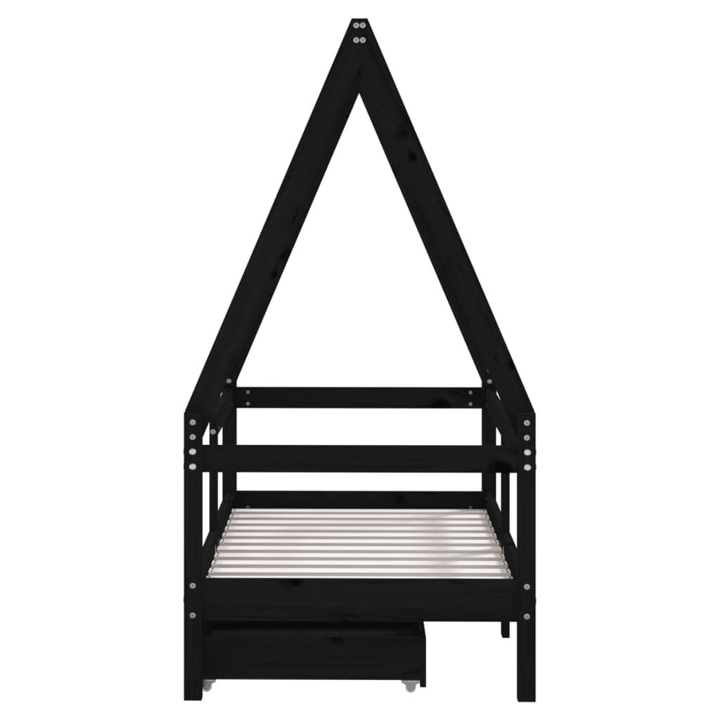 vidaXL Kinderbedframe 70x140 Zwart Grenenhout -35%