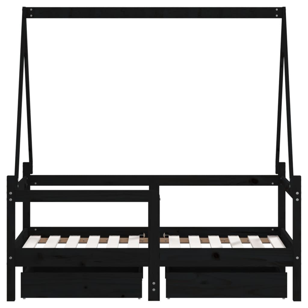 vidaXL Kinderbedframe 70x140 Zwart Grenenhout -35%