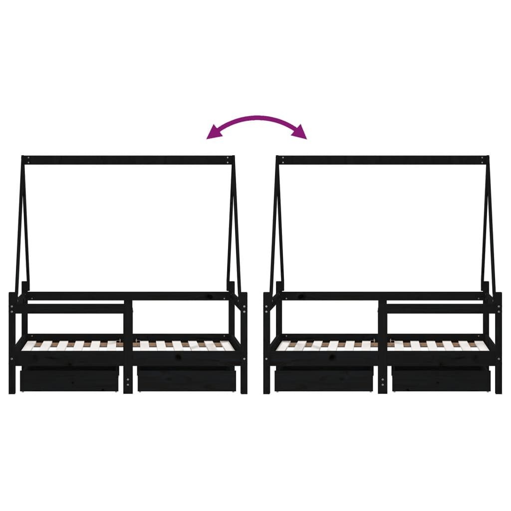 vidaXL Kinderbedframe 70x140 Zwart Grenenhout -35%