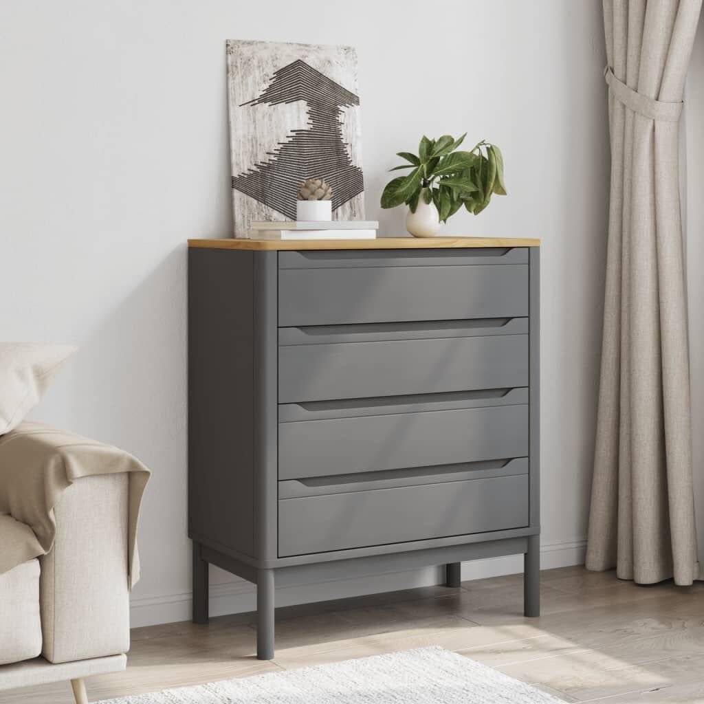 vidaXL Ladekast FLORO Grenenhout Grijs - 35% Korting!