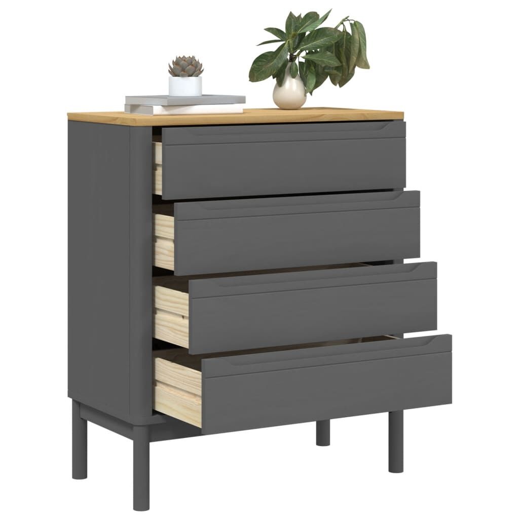 vidaXL Ladekast FLORO Grenenhout Grijs - 35% Korting!