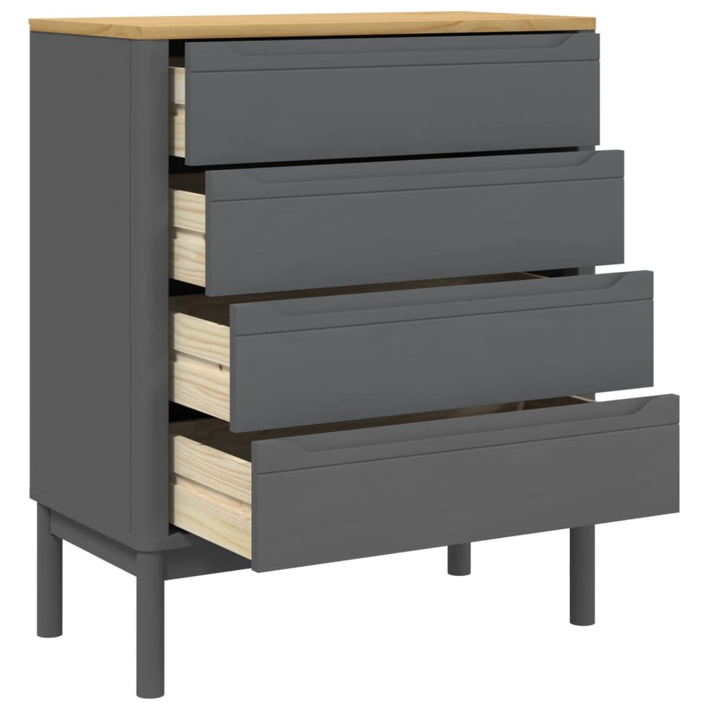 vidaXL Ladekast FLORO Grenenhout Grijs - 35% Korting!