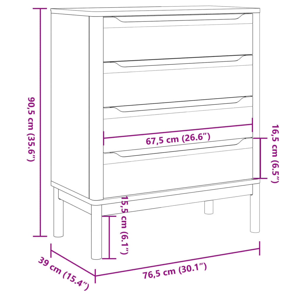 vidaXL Ladekast FLORO Grenenhout Grijs - 35% Korting!