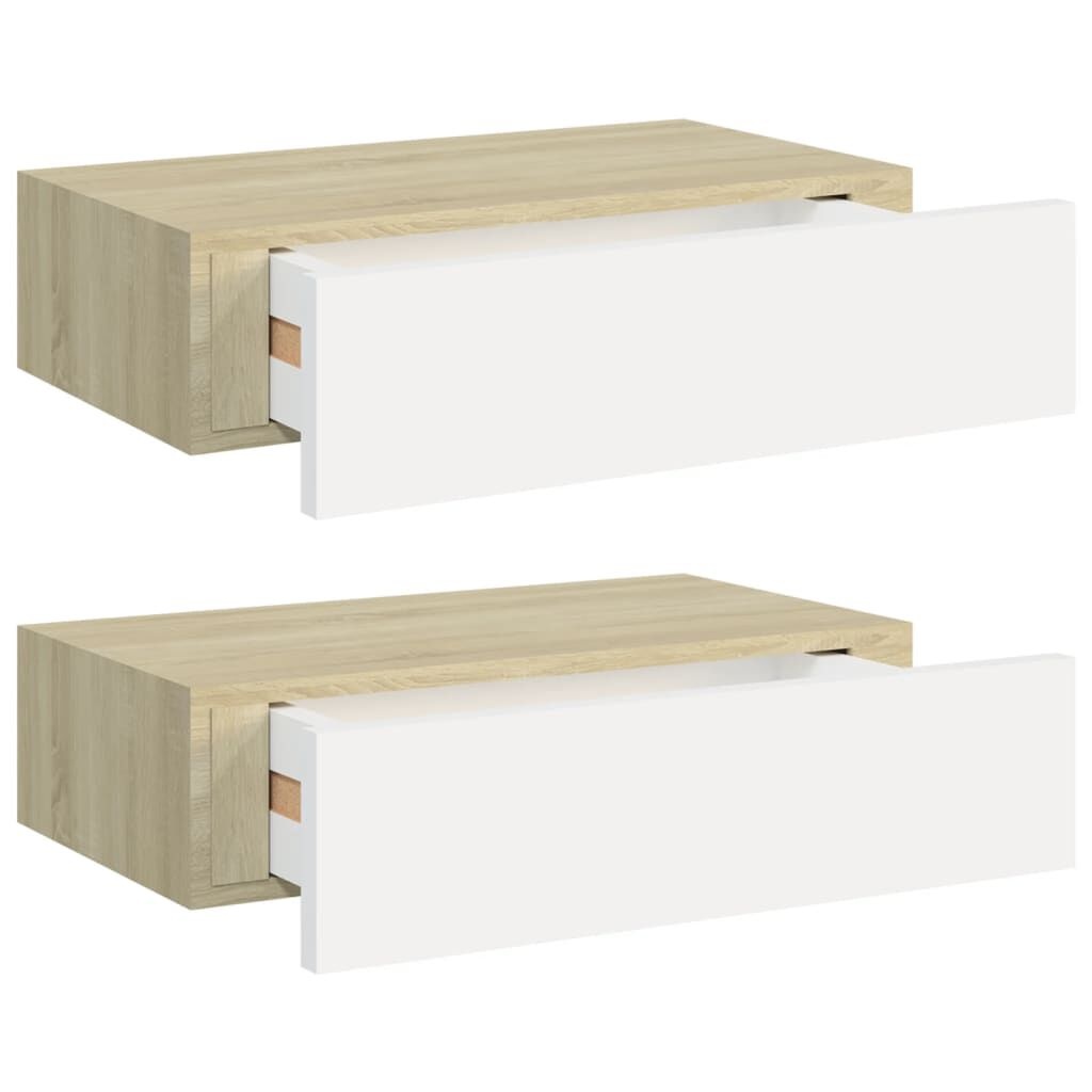 Wandschappen met Lade - Eiken/Wit - 40cm - 35% Korting!