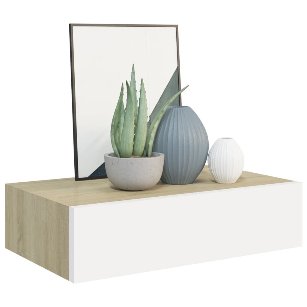 Wandschappen met Lade - Eiken/Wit - 40cm - 35% Korting!