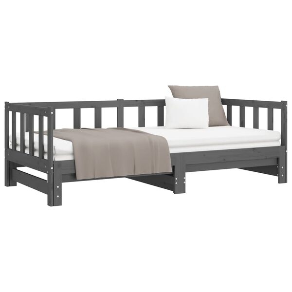 Slaapbank Grenenhout Grijs 2x(90x190) cm -60% Korting!