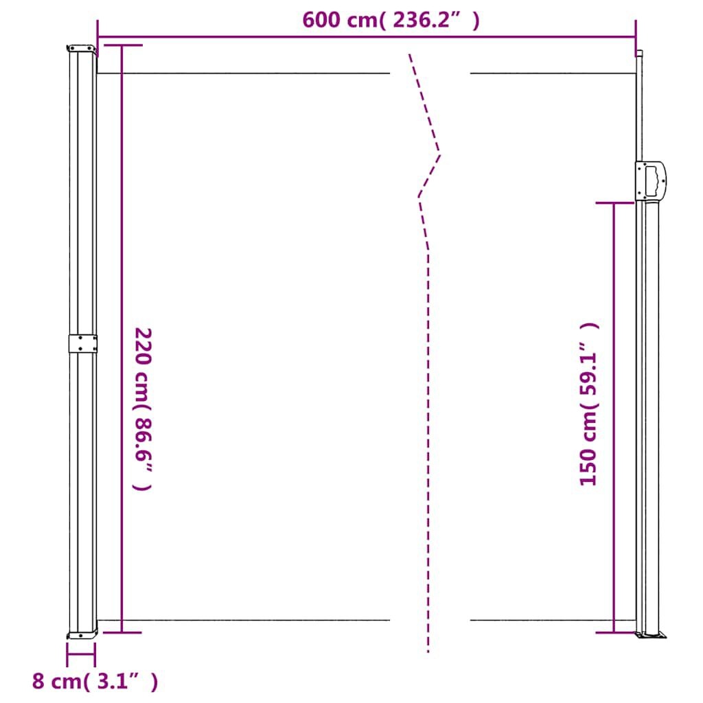 vidaXL Uittrekbaar Windscherm 220x600 Antraciet - 46% Korting!