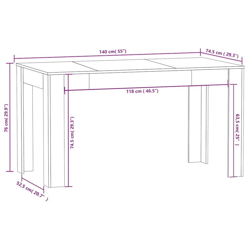 VidaXL Eettafel Wit Hoogglans 140cm - 35% Korting!