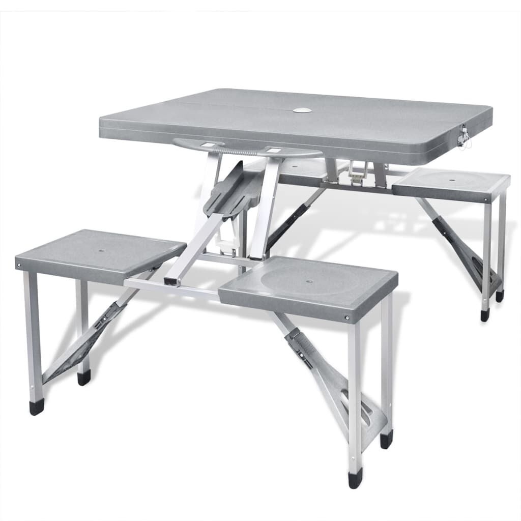 vidaXL Camping Set Inklapbaar Grijs - 40% Korting!