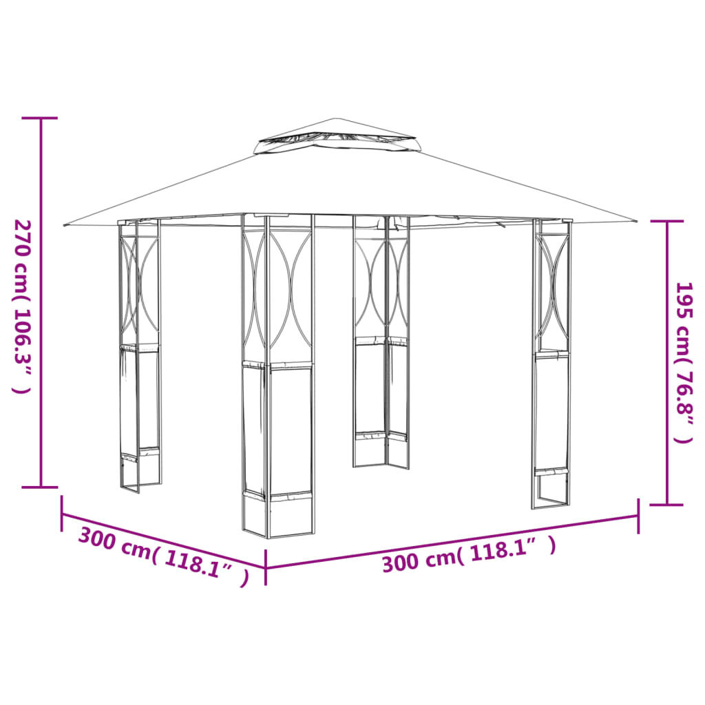 VidaXL Prieel 300x300 Antraciet - 35% Korting! Tuinpaviljoen