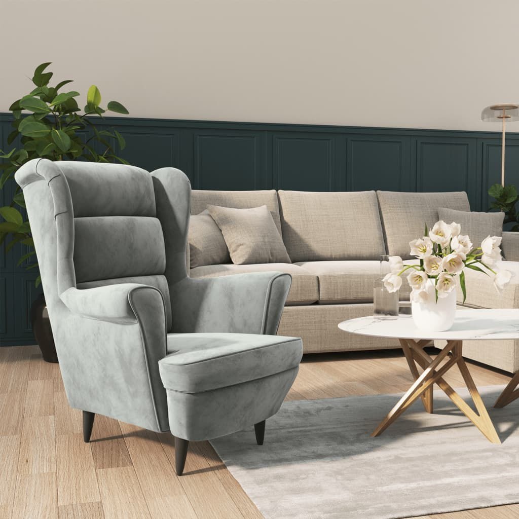 vidaXL Lichtgrijze Fluweel Fauteuil - 35% Korting!
