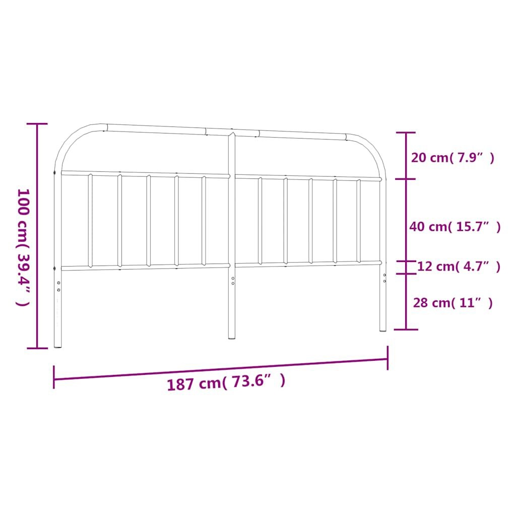 vidaXL Hoofdbord Metaal Zwart 180cm - 40% Korting!
