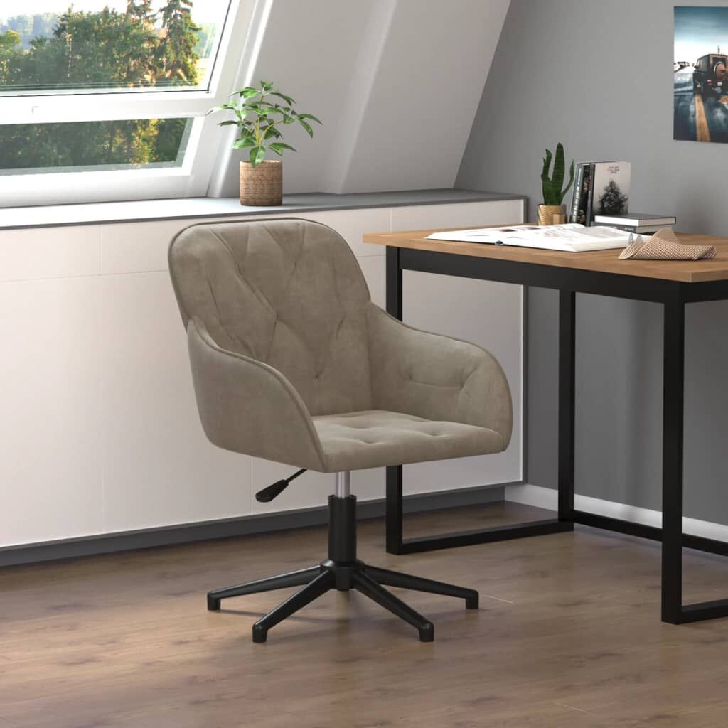 vidaXL Draaibare Kantoorstoel Lichtgrijs Fluweel - 40% Korting!