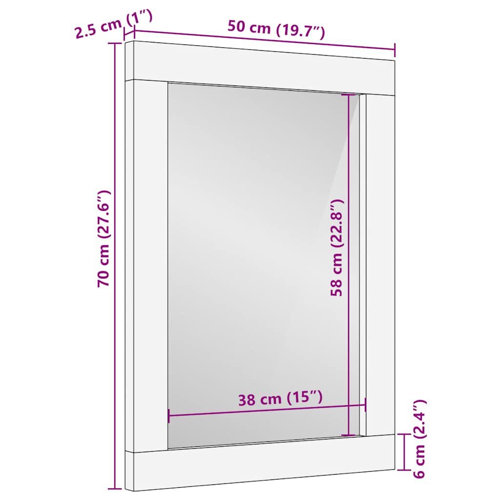 vidaXL Badkamerspiegel Mangohout 50x70cm - 35% Korting!