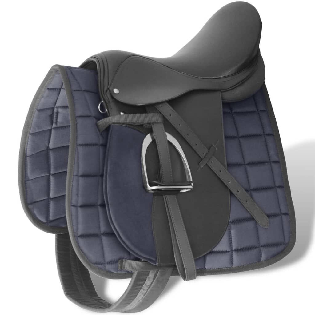 Lederen Paardrijzadel Set 17.5" Zwart - 35% Korting!