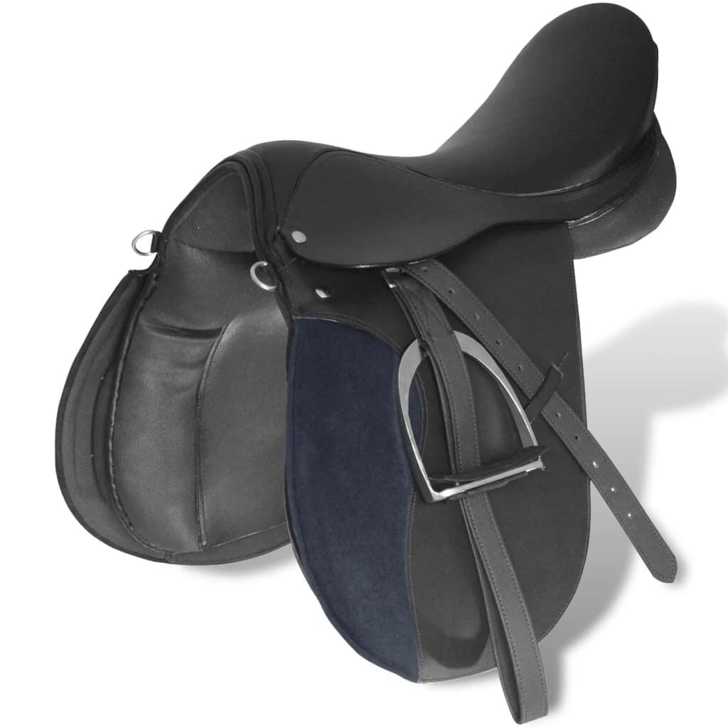 Lederen Paardrijzadel Set 17.5" Zwart - 35% Korting!