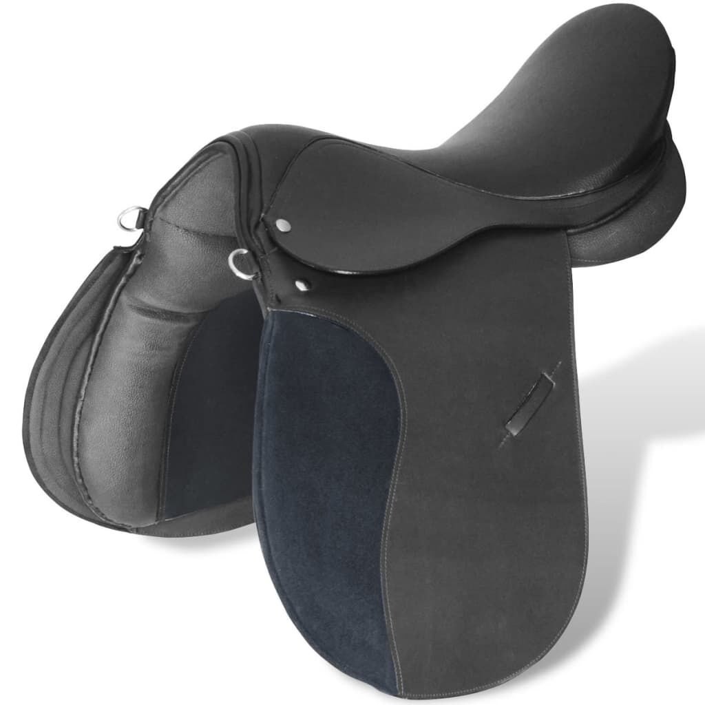 Lederen Paardrijzadel Set 17.5" Zwart - 35% Korting!