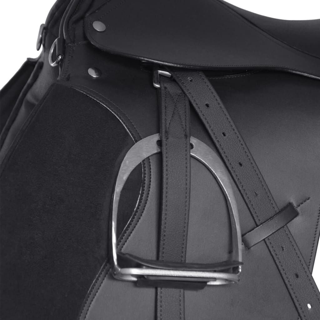 Lederen Paardrijzadel Set 17.5" Zwart - 35% Korting!