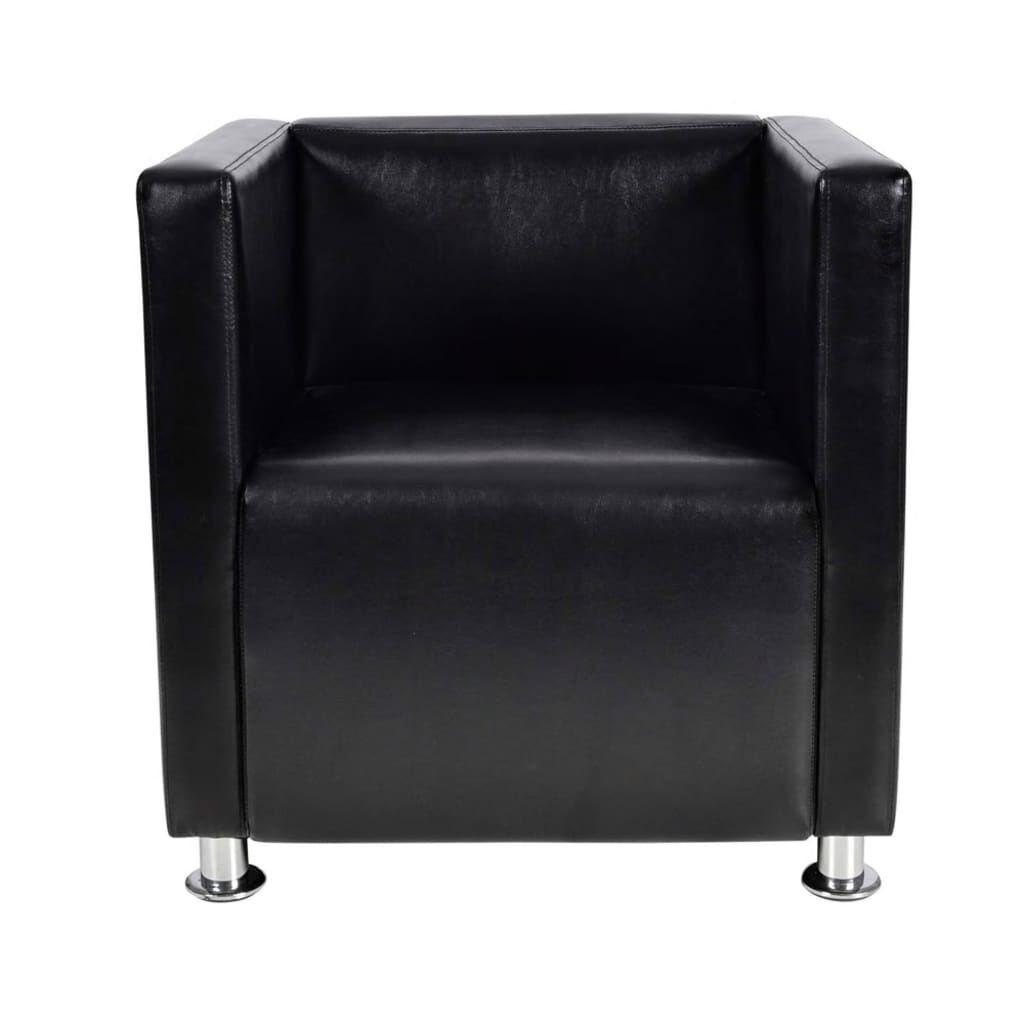 VidaXL Kubus Fauteuil Zwart Kunstleer - 55% Korting!