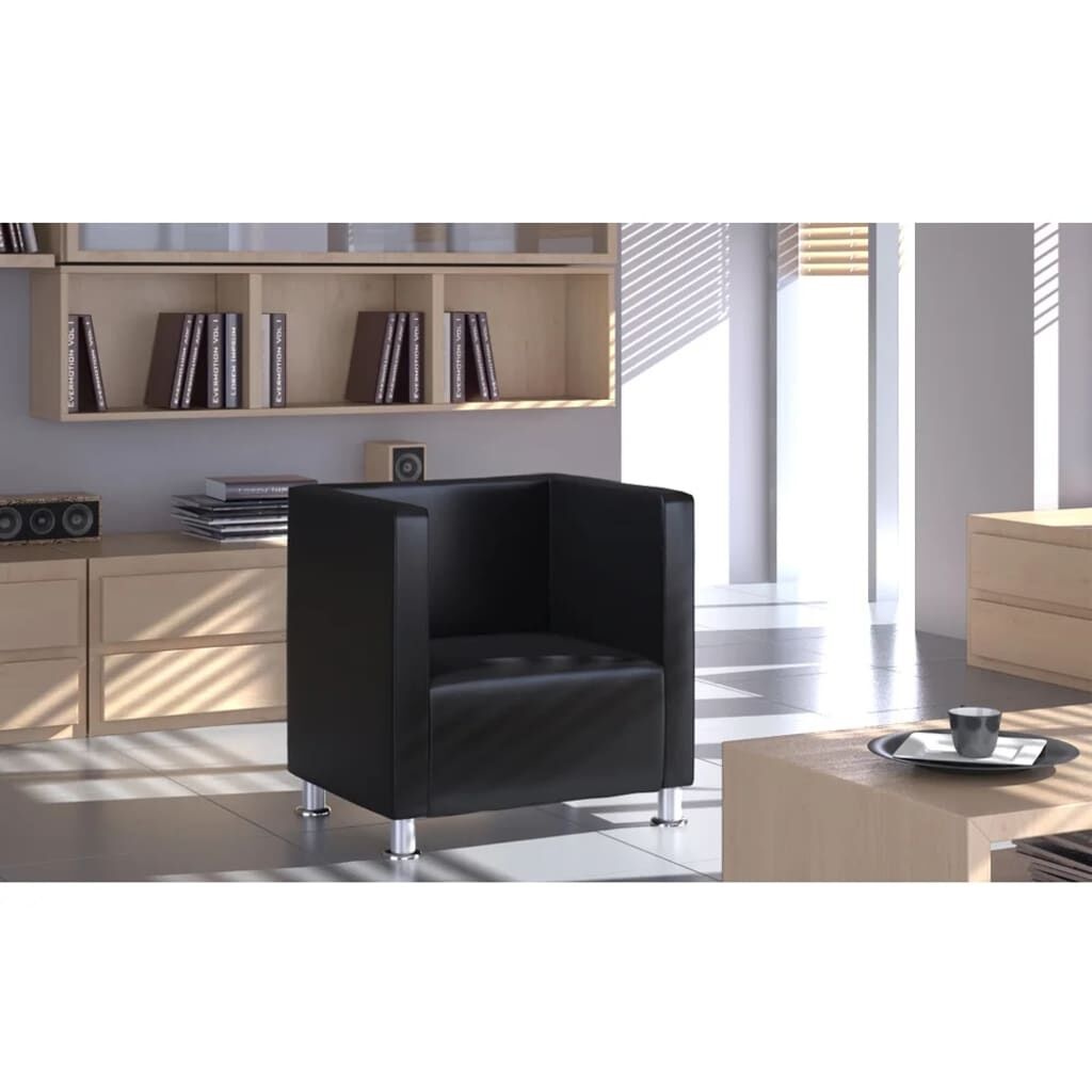 VidaXL Kubus Fauteuil Zwart Kunstleer - 55% Korting!