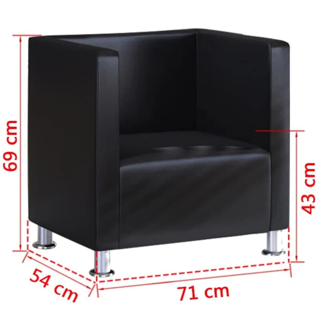 VidaXL Kubus Fauteuil Zwart Kunstleer - 55% Korting!